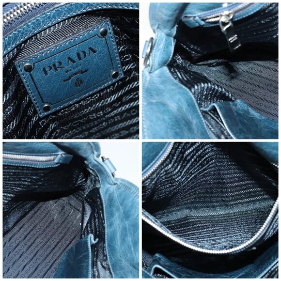 PRADA Hand Bag Nylon Leather Blue Silver Auth BA3485V - Picture 15 of 16